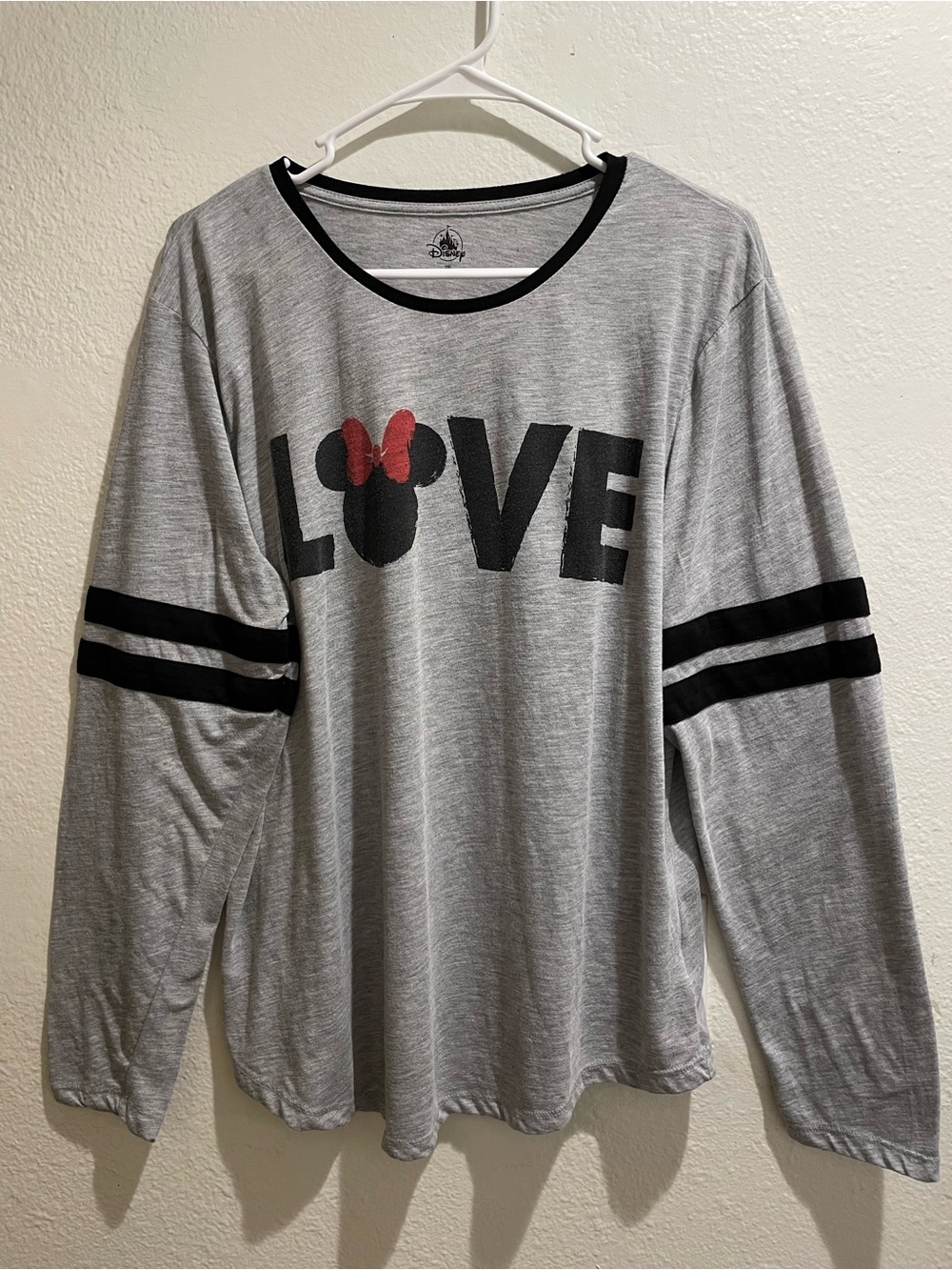 🏰 Disney Minnie Mouse Varsity Stripe Long Sleeve Shirt 2XL ✨